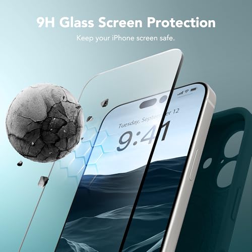 Image of Magnetic for iPhone 16 Case, Compatible with MagSafe, [Screen Protector + Full Camera Protection], Silicone Shockproof Anti-Scratch Protective Phone Case for iPhone 16 6.1 inch, Deep Blue