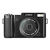 Andoer Digital Camera Vlogging Camcorder Full HD 1080P 24MP Video Camera 3.0 inch Rotatable LCD Screen Anti-Shake 4X Digital Zoom with Retractable Flashlight and UV Filter