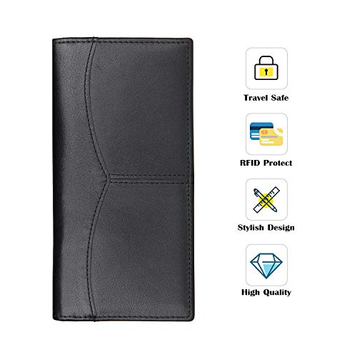 RFID Blocking Vintage Full Grain Leather Long Bifold Wallet for Men ID Cash Card Wallet Checkbook Credit Cards Holder4
