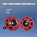 CARMOCAR Eletric Car Horn Kit 12V 135db Super Loud High Tone and Low Tone Metal Twin Horn Kit with Bracket for Cars Trucks SUVs RVs Vans Motorcycles Off Road Boats (red)