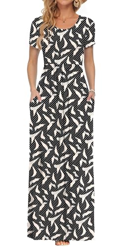 Image of AUSELILY Women's Classic Short Sleeve Loose Plain Casual Long Maxi Dresses for Women 2026