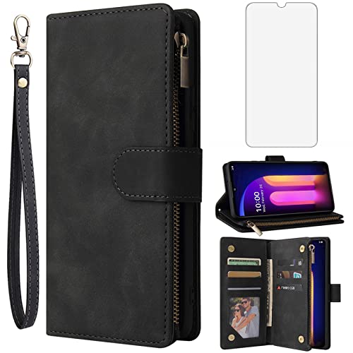 Housse portefeuille LG V60 ThinQ protection clapet avec porte-cartes et verre trempé