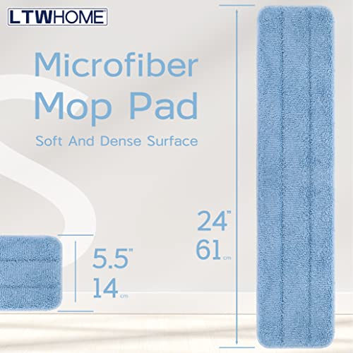 Ltwhome 24" Microfiber Commercial Mop Refill Pads In Blue Fit For Wet Or Dry Floor Cleaning (Pack Of 6) #TOP1