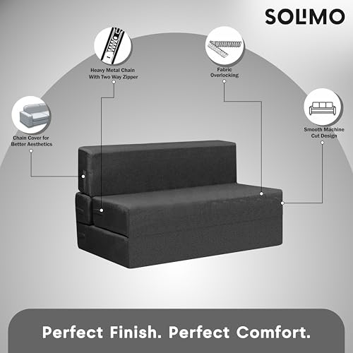 Image of Amazon Brand - Solimo 2 Seater 4 * 6 Jute Fabric Washable Cover Sofa Cum Bed2 Seater Double Foam Fold Out Sofa Cum Bed (Finish Color - Grey Delivery Condition - Pre-Assembled)
