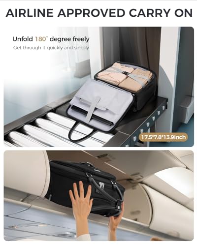 Image of Ytonet Rolling Laptop Bag, 17.3 In Rolling Briefcase for Men Women with Accordion File Pockets, Anti Theft Laptop Bag with Wheels, Professional Roller Underseat Bag for Travel Work Teacher, Black