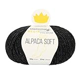  REGIA Premium Alpaca Soft 9801631-00002 - Ovillo de lana para tejer (mezcla natural, 100 g), negro jaspeado, 14 x 13 x 7 cm