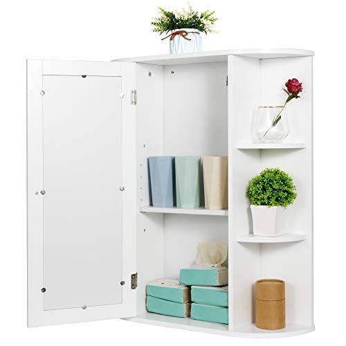 image for SUPER DEAL Bathroom Cabinet with Single Mirror Door Wall Mount Medicin