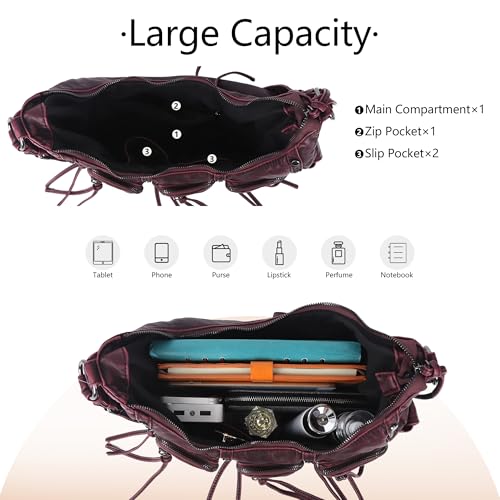 Image of Angel Kiss Hobo Bags Purse for Women Y2K Shoulder Bag Multi Pockets Designer Satchel Studded Handbags with Strap