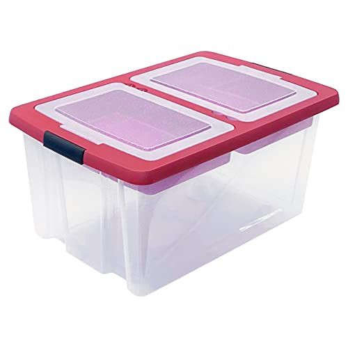 TOP-BOX Edition UNIVERSAL Aufbewahrungsbox mit Deckel 59x40x29 cm transparent-rot Cover