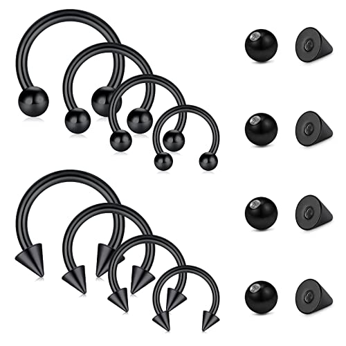Funseedrr Piercing Fer à Cheval Septum Anneaux Boule de Rechange Set Acier Chirurgical 16G 6/8/10/12mm Nez Anneau Cerceau Lèvres Helix Tragus Oreille Piercing Bijoux Cover