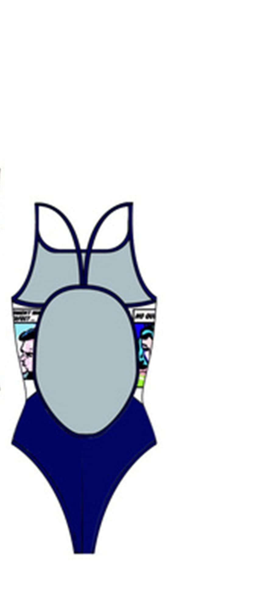 TurboTronic Comic - Bañador para Mujer, Multicolor, XXL
