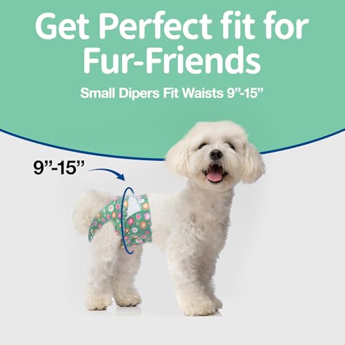 Image of Pet Soft Dog Diapers Female, Disposable Female Dog Diaper, Doggie Diapers for Cat Puppy with Adjustable Foam Tail Hole(Green,36S)