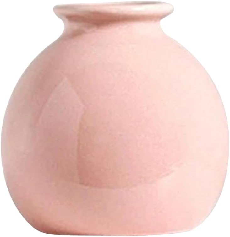 Small Ceramic Vase - Smooth Glaze Modern Decor for Faux & Hydroponic Flowers, Compact Tabletop Vase with Sturdy Base, Wedding/Birthday/Housewarming