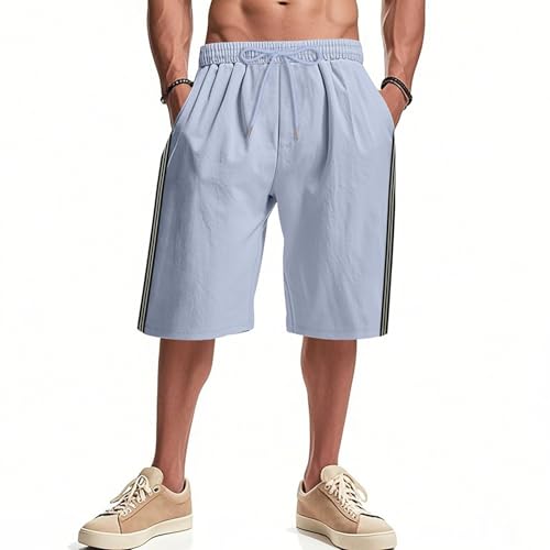 Shorts deportivos casuales para hombre talla Large azul claro miniatura 5