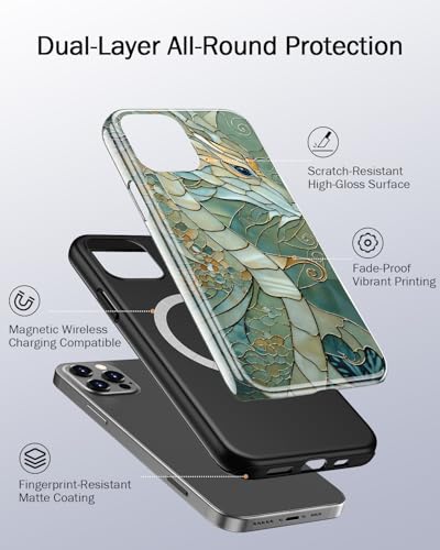 Image of Goodon for iPhone 12 Pro Max Case Cute - Wireless Charging Compatible - Dual-Layer Hard Shell + Silicone Cover - Protective Phone Case with Trendy Designs for Women - an Abstract Dragon