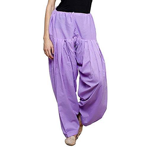Baumwolle Patiala Salwar Punjabi Hose Patiyala Freie Taille Yogahose für Frauen, Hellviolett Cover