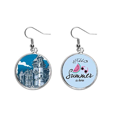 Pendientes de sandía estilo castillo medieval para el lóbulo