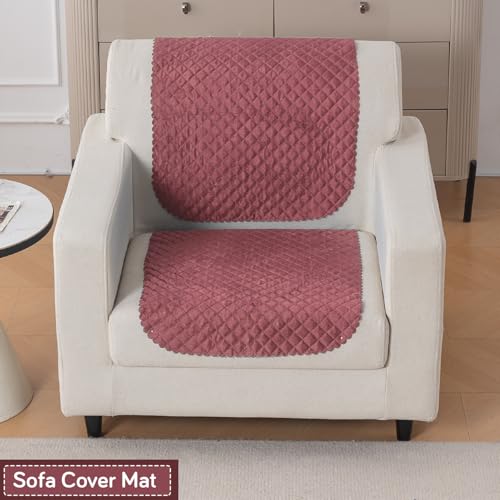 Image of HOKIPO Quilted Sofa Cover for 1 Seater for Seat & Back, 'Quilt Classic' Pink (IN-925-ONION*2)