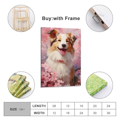 Poster chien cerisier WIZIGM cadre toile moderne 20x30cm