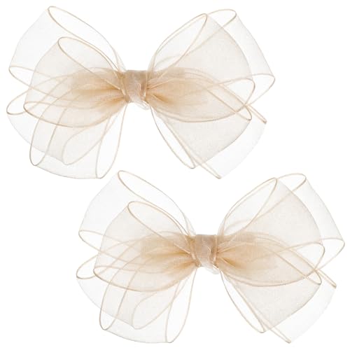 Mabor 2 Pcs Champagne Tulle Bow Hair Clips miniatura 1