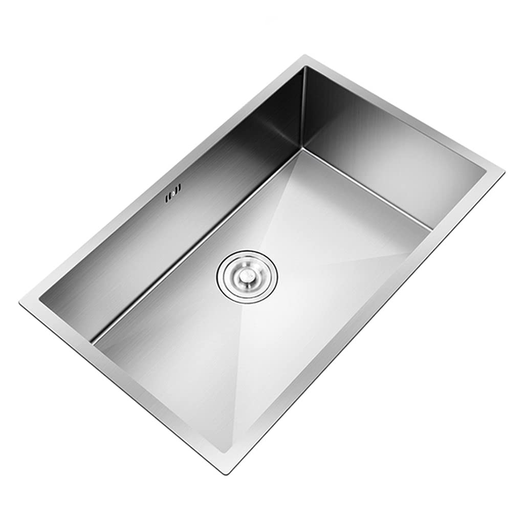 WIQUYBML Kitchen Sink. Silver Square Shape Sink, Brushed Gold Single Bowl Stainless Steel, Drop-in Hardware Undermount (Size : 60x45cm)