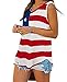 XIEERDUO Womens July 4 Tank Tops Patriotic American Flag Print V Neck Tops 3XL