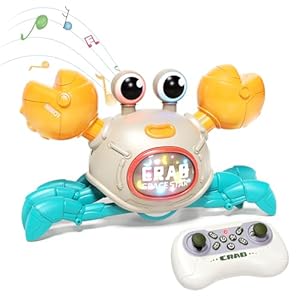 Remote Control Crawling Crab Baby Toy, Dancing Crab with Light & Music, Infant Tummy Time Toys 3 4 5 6 7 8 9 10 11 12 Months Old for Babies, Learning Crawl Walking Toddler Gifts for Boys Girls