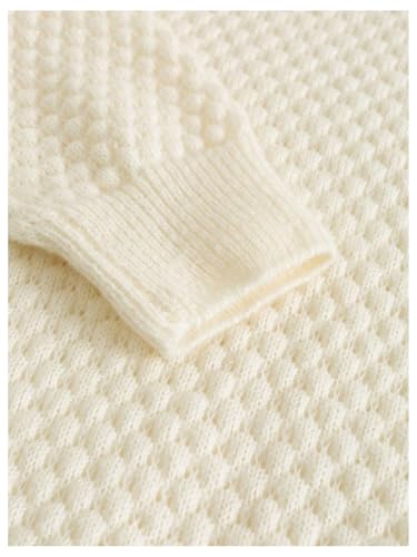 Image of BEAUDRM Girl's Bow Sweater Crew Neck Cute Sweaters Long Sleeve Knit Pullovers Sweater