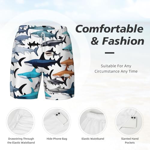 Short de bain homme séchage rapide haut de gamme doublure compression requins