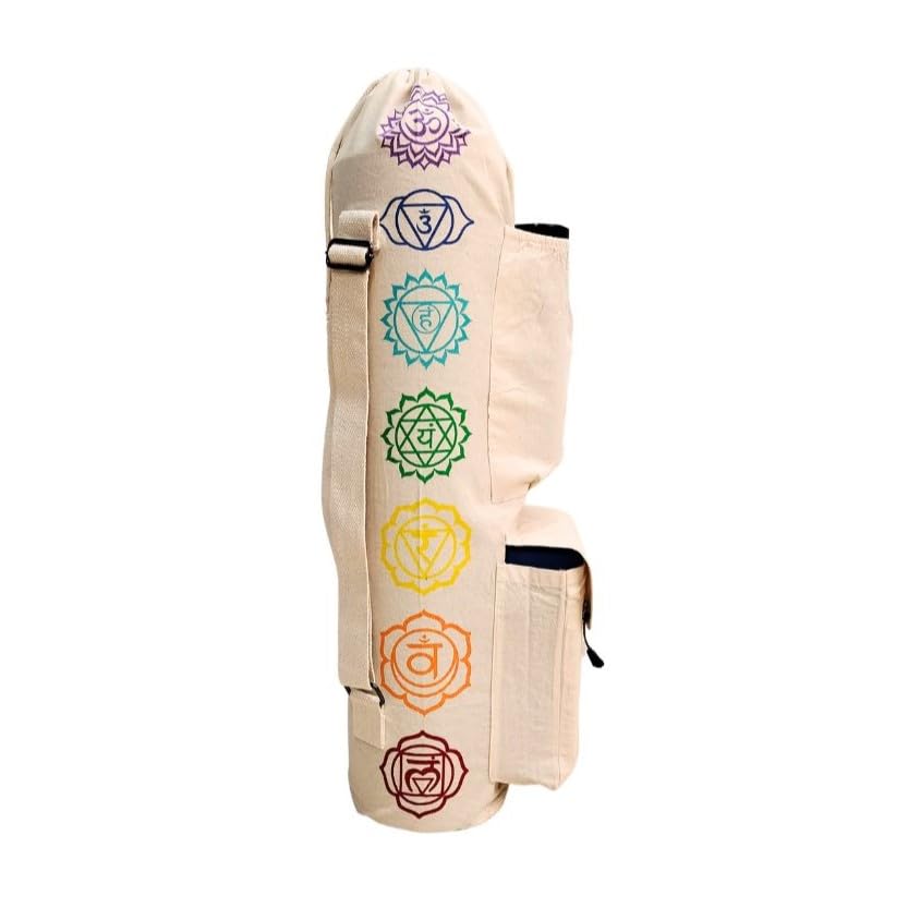 SkiD O2 Yoga Mat Bag, 7 Chakras, Double Straps, Cotton, Block Style 3 Pockets (Bottle Pouch, Zipper Pocket, Yoga Block Pocket) (B0CK8HWJH4) Amazon Price History, Amazon Price Tracker