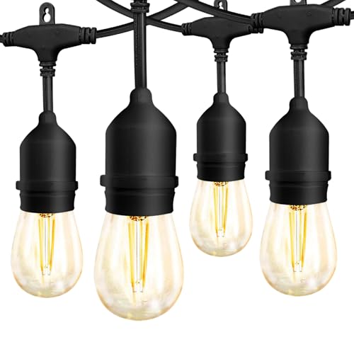Banord Outdoor String Lights Commercial Grade 96ft Waterproof with 30 S14 Shatterproof Dimmable LED Bulbs, Heavy Duty Hanging Lights for Patio Garden Backyard Decoration, 2W 2x48ft Strands