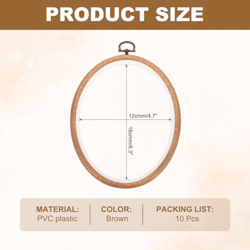 Image of PATIKIL 10 Pieces 6.3 inchx4.7 inch Embroidery Hoops Frame Imitated Wood Oval Cross Stitch Hoop Ring for Embroidery Art Craft Handy Sewing Decoration