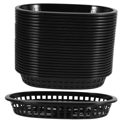 ABOOFAN 24Pcs Plastic Food Serving Baskets for Restaurants and Fast Food Reusable Trays for Appetizers Chips and Snacks Space Saving Design for Kitchen and Dining Use