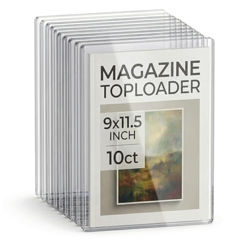 10ct Magazine Toploaders Ultra Durable 9X11.5 Protectors for Magazine Measuring 7mm in Thickness Crystal Clear PVC Dustproof Archival-Safe for Magazine Display