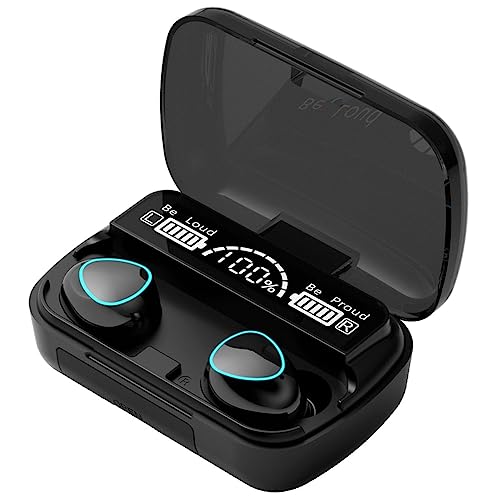 Cpolebev Auriculares InaláMbricos Bluetooth V5.1 Pantalla LED EstéReo Mini Auriculares con MicróFono Auriculares Manos, Negro
