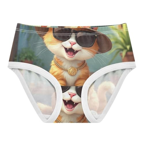Cotton Girls Underwear Toddlers Cute Cat Hat Glasses Panties for Girl Artistic Kids Briefs Undies 2t