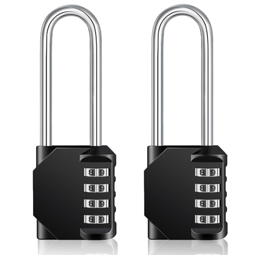 ZHEGE Cadenas Long Code Exterieur pour Portail, Abri de Jardin, Hauteur Totale 115 mm, Hauteur du Anse 66,5 mm, Grande Cadenas Code 4 Chiffres pour Casier,...