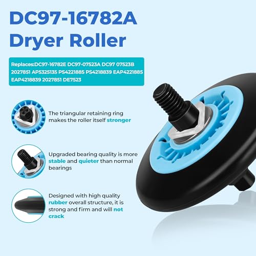 Image of 【UPGRADED】 DC97-16782A Fit for Samsung Dryer Roller Replacement Kit, Iclude DC93-00634A Dryer Idler Pulley, 6602-001655 Dryer Belt | High-Temperature & Wear-Resistant Materials By NISHCON