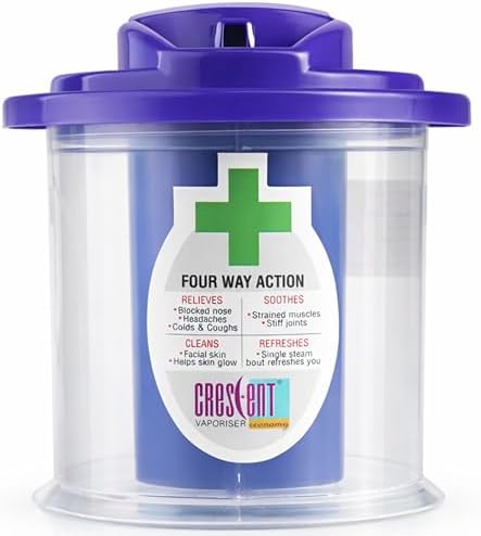 Crescent Steamer for Cold and Cough Vaporizer with Light Indicator| Facial Steamer| Steam Inhaler| Blue|Pack of 1