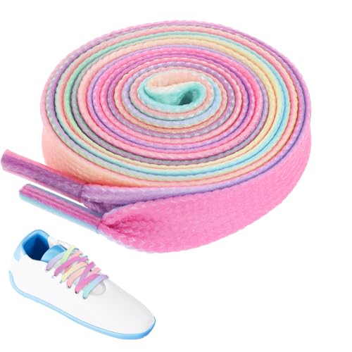 Bewudy 4 Paar Regenbogen Schnürsenkel, Elastische Schuhbänder mit Farbverlauf Bunte Schnürsenkel Mädchen Flache Schnürsenkel für Sneaker Laufschuhe Sporschuhe