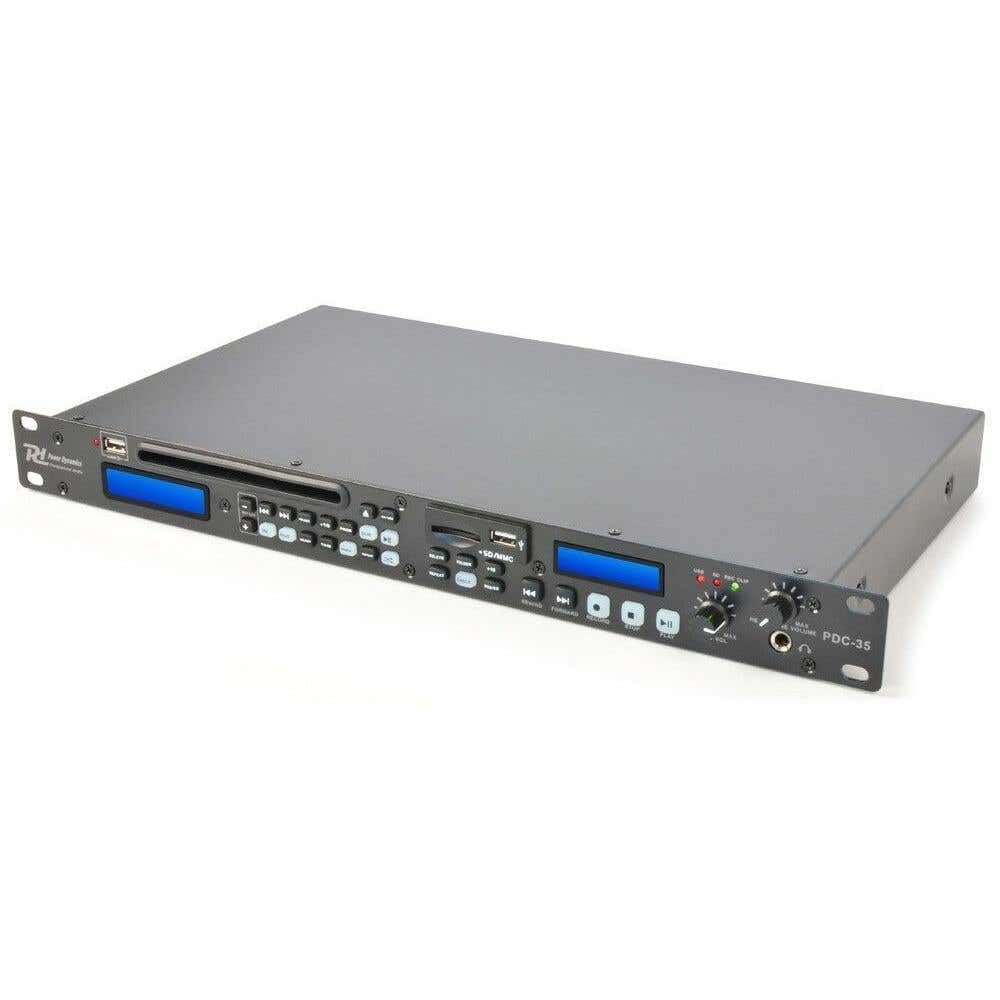 Power Dynamics PDC-35 DJ Party PA Media-Player-Rekorder CD-Player (USB-SD, Aufnahmefunktion, 19 Zoll - 1HE Rack-Einbau) schwarz