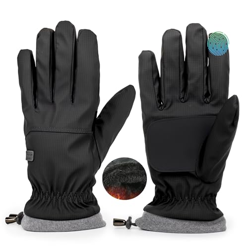 Bawnhaw Black Warm Waterproof Winter Ski-Gloves for Men Women, Windproof