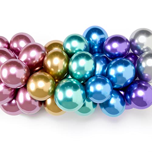 Voircoloria 120Pcs Metallic Balloons 5Inch 12 Assorted Colors Chrome Party Balloons For Boys Girls Birthday Baby Shower Gender Reveal Wedding Decorations #TOP3