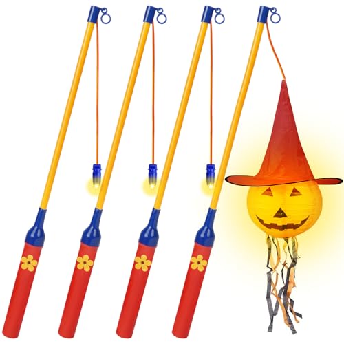 Aomig Palos Linterna Electrónicos LED, 4pcs Halloween Linterna Infantil, 40cm Palos de Linterna LED para Niños, Palos de Linterna Eléctrico para Fiesta Desfile Linternas Tren de San Martín Navidad