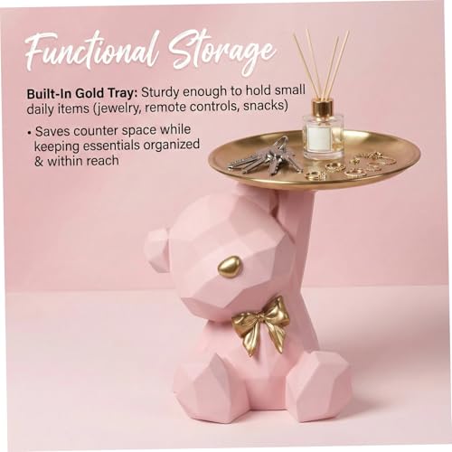 Figurine d'ours avec plateau Gcroet en résine pour clé - 5