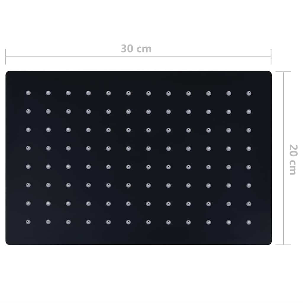 Alcachofa de ducha de acero inoxidable, 30 x 20 cm, rectangular, color negro, con 96 boquillas antical, cabezal de ducha de alta presión para baño, ducha de bienestar, montaje en pared y techo