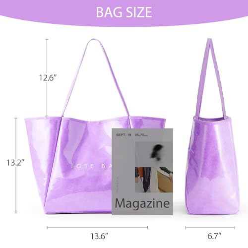 Image of KALIDI PVC Tote Women Weekender Bag Large Shopper Handbag Oversize Shoulder Travel Purse