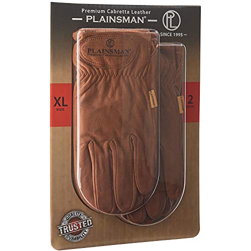 Plainsman Cabretta Goatskin Brown Leather Gloves, 2 Pairs, Size Extra-Large Plainsman Cabretta Goatskin Brown Leather Gloves, 2 Pairs, Size Extra-Large
