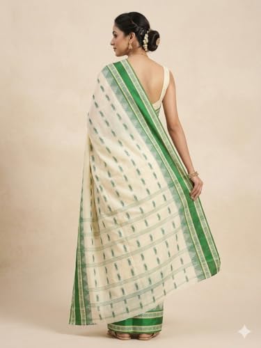 Image of eC ESHA'S COLLECTION Women's Traditional Pure Cotton Katki Tant Saree Without Blouse Piece