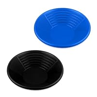 Relaxdays Goldwaschpfanne, 2er Set, Goldwaschen, HxD: 8x38 cm, Kunststoff, 3 Zonen Waschpfanne, Goldpfanne, schwarz/blau